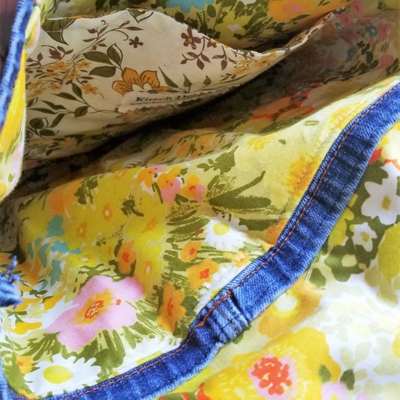 Handmade Denim Purse Macrame Strap Vintage Fabrics - Picture 7 of 10